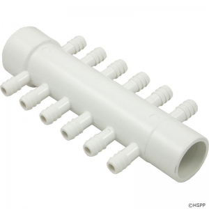 Manifold, 3/8" Barb, 12 Port, 1" Slip x 1" Spigot