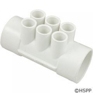 Manifold, 1/2"s, 6 Port, Flow Thru, 2"s x 2"s